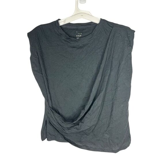 NEW A New Day Women's Slim Fit Drape Wrap Black T-Shirt Large - Picture 2 of 6